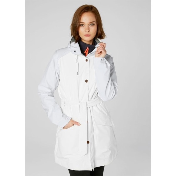 Helly Hansen Jackets & Blazers - HELLY HANSEN Women's Kirkwall Rain Trench Coat White/Grey Large